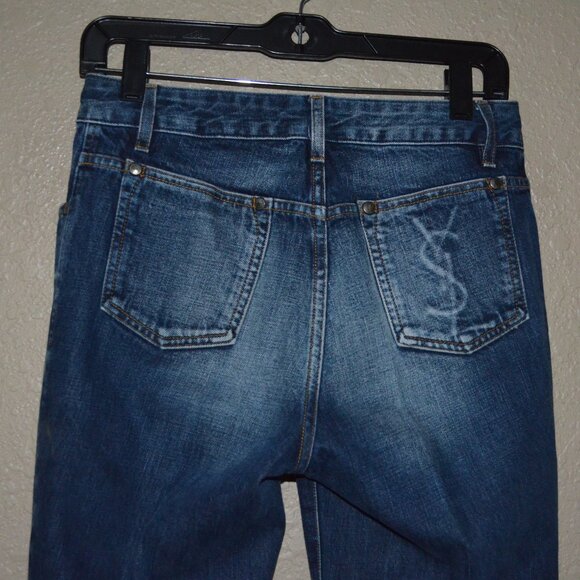 Sz F38 YSL Yves Saint Laurent Blue Denim Bootcut Jeans - Picture 3 of 11